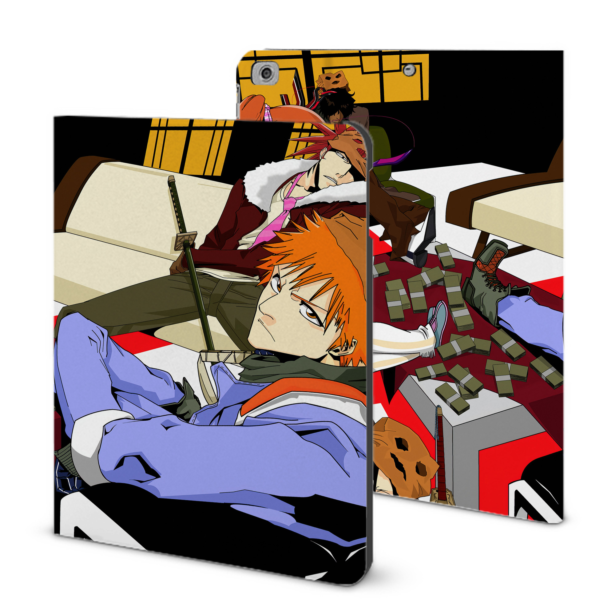 （画像用） ブリーチ BLEACH IPad ケース ブック型 PUレザー TPU 耐衝撃 軽量 薄型 ペン収納なし 全面保護 IPad 各モデル対応